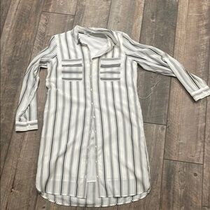 Express Long Sleeve Button Down Striped Dress
